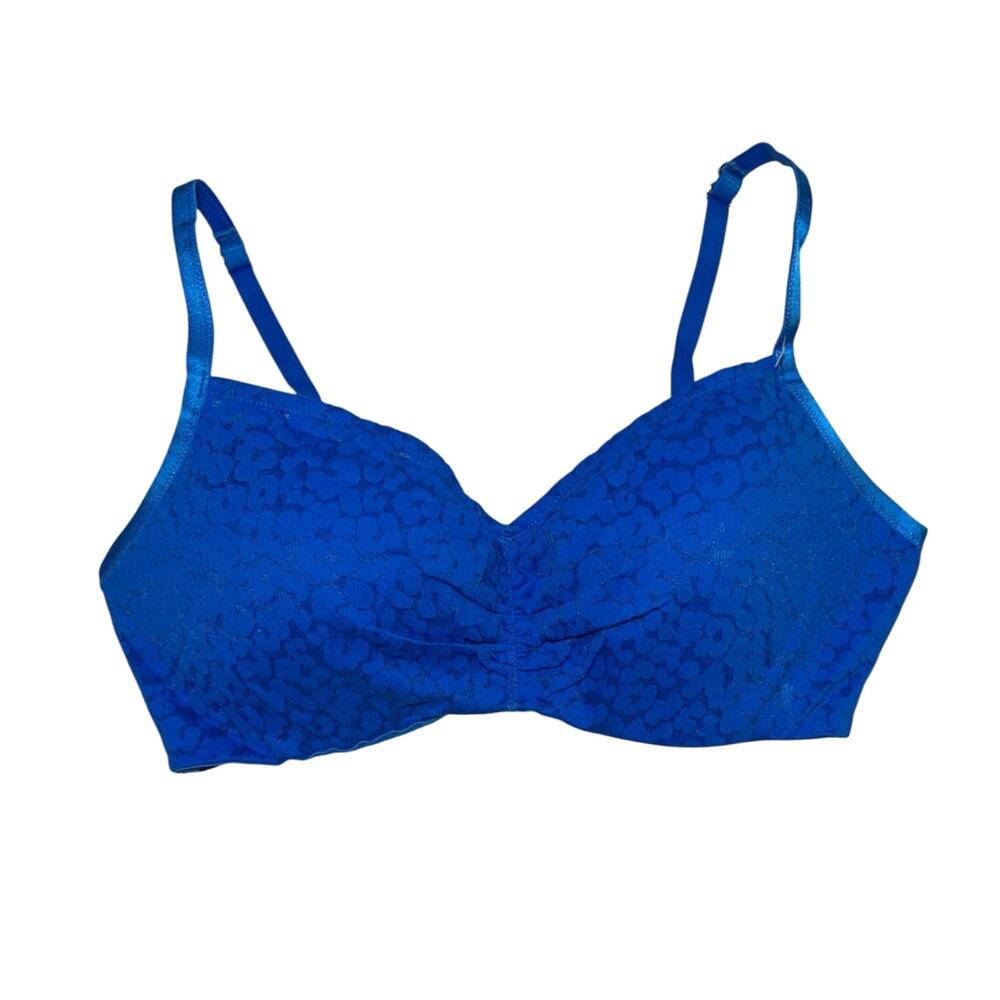 Savage X Fenty Jacquard Leopard Lace Bralette with Ruched Center Blue Size 1X